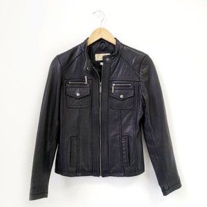 Michael Kors Black Leather Women's Moto Jacket